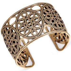 LUCKY BRAND GOLD TONE CUTOUT WIDE CUFF BRACELET